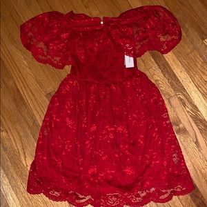 Red Lace Off the Shoulder Dress
